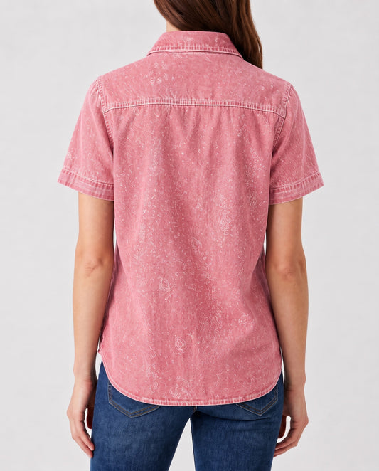Cactus Bloom Pink Floral 2 RB-TOP15 – Back View – Riley – Pink