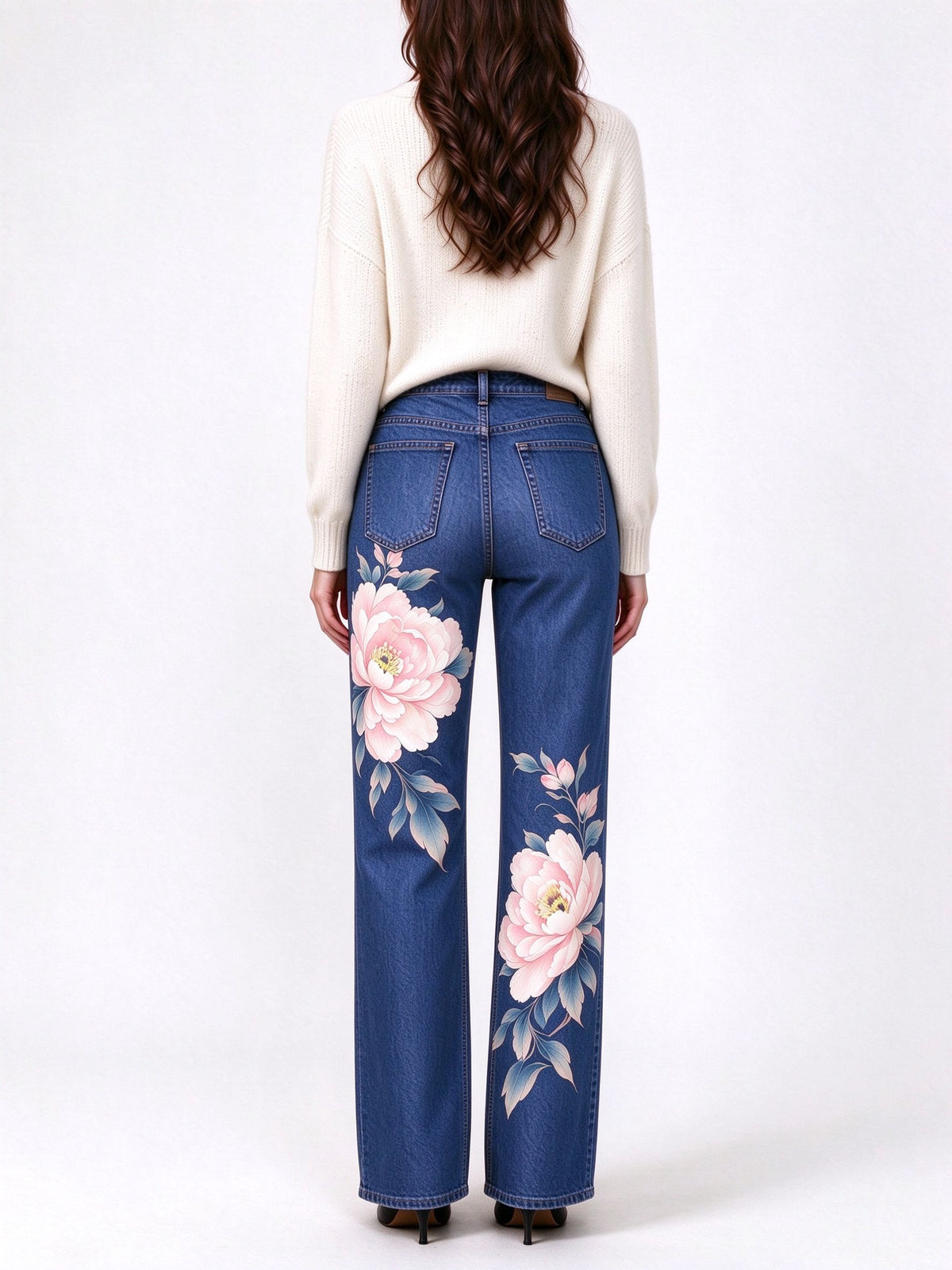 Prairie Peony Bloom Mid-Rise Straight-Leg Jeans