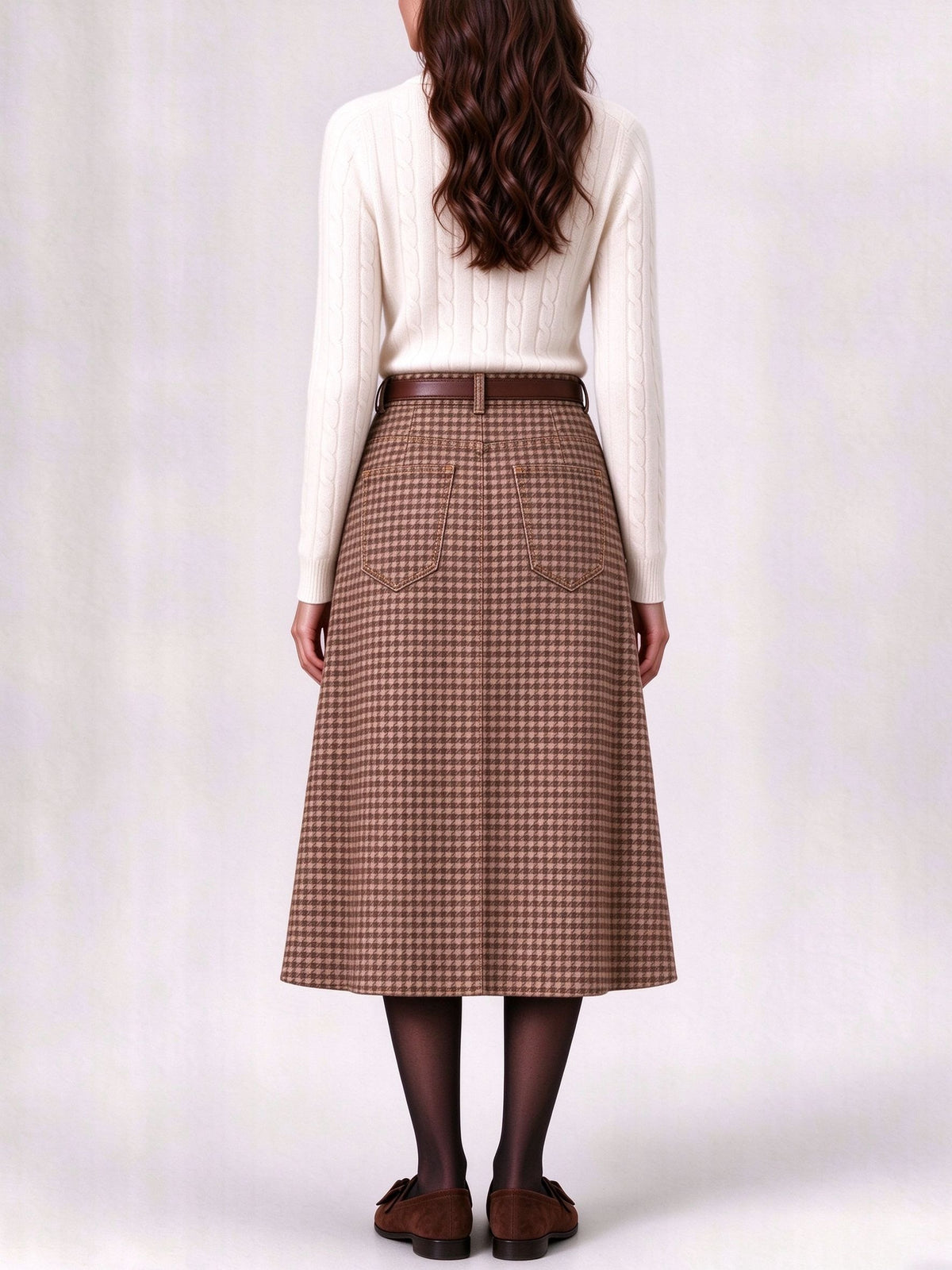 Prairie Dust Check Ankle-Length Denim Skirt
