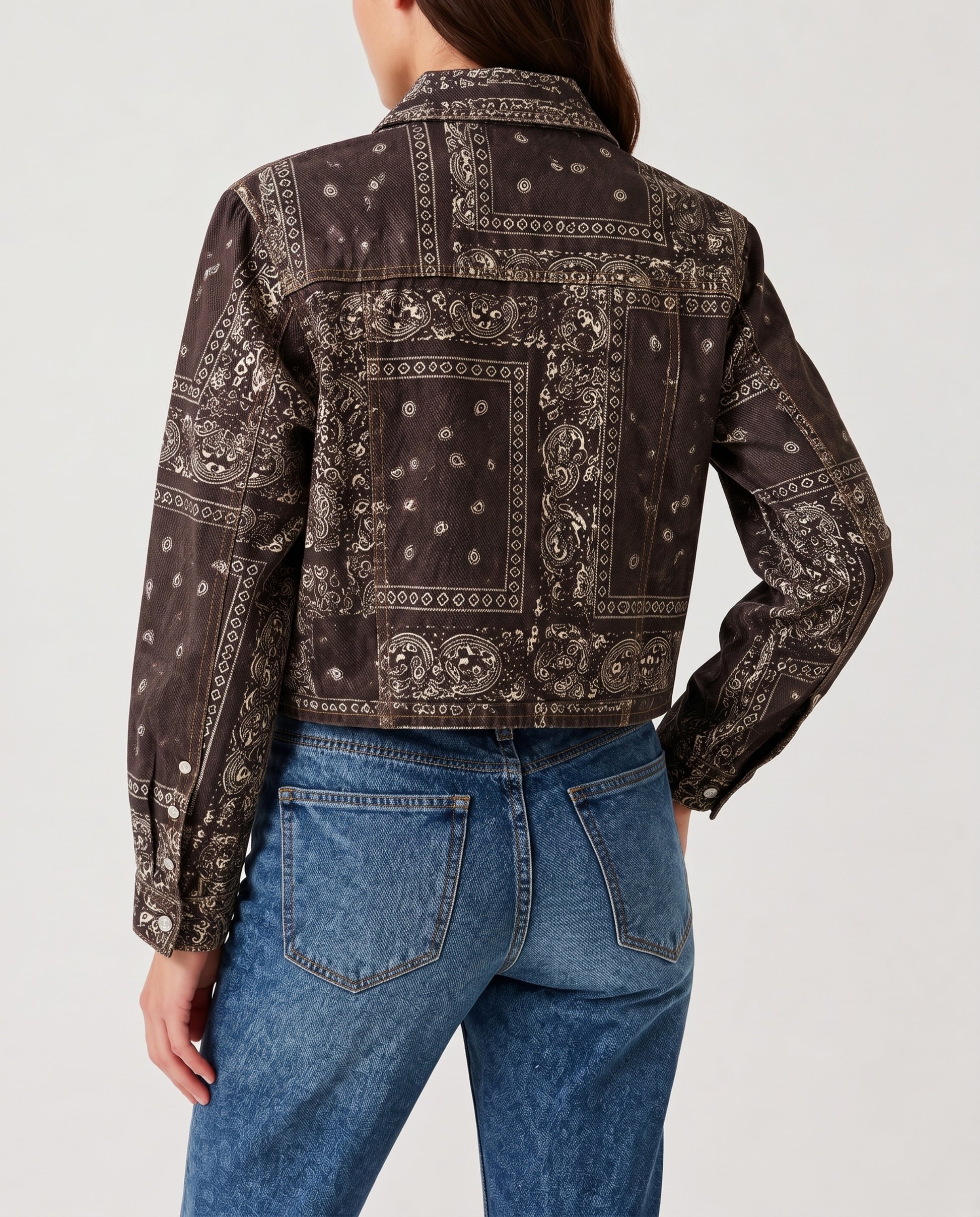 Desert Mirage Brown Bandana RB-JKT01 – Back View – Riley – Denim