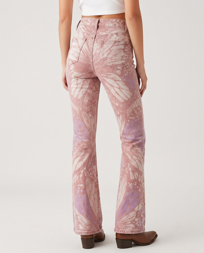 Butterfly Bloom Bootcut Jeans – Back View – Riley – Pink Wash