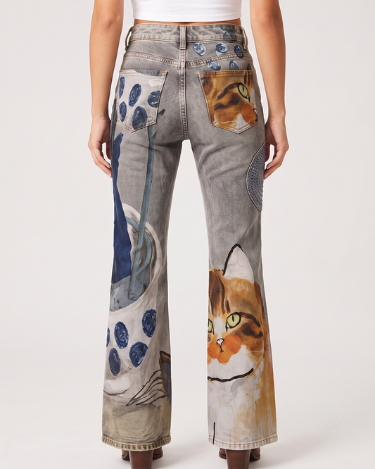 Whisker Trail Bootcut Jeans – Back View – Riley – gray, blue