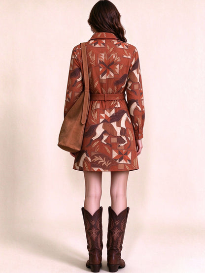 Sunset Mesa Belted Shirt Dress