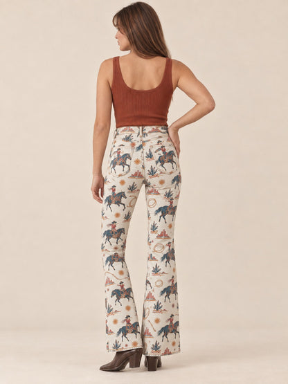 Desert Rider Bootcut Jeans – Back View – Riley – cream, rust, navy, tan