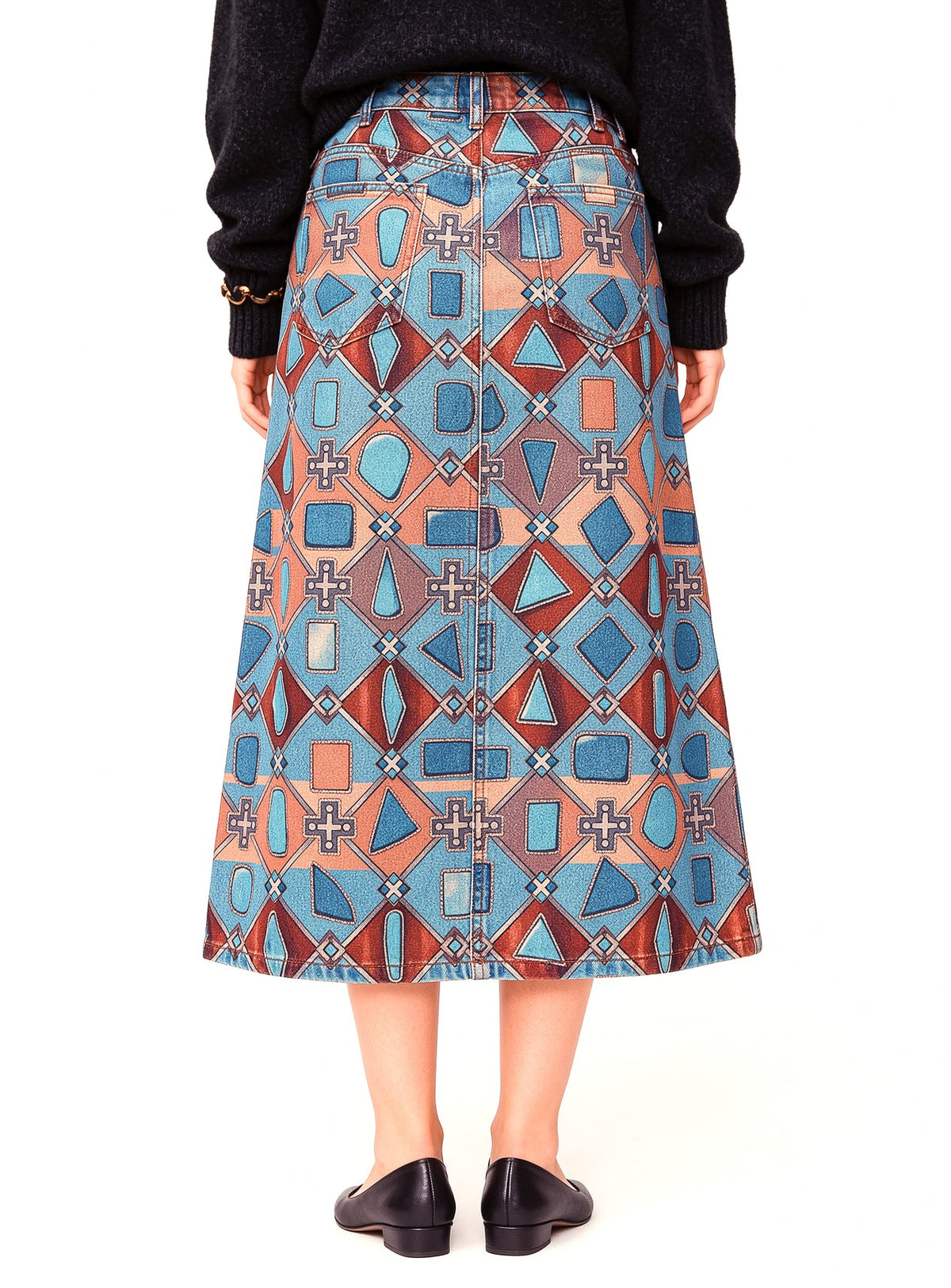 Desert Horseshoe Ranch Ankle-Length Denim Skirt