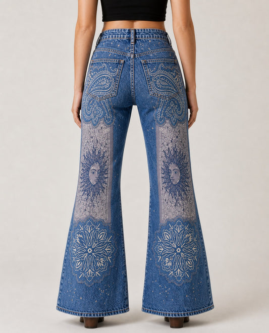 Sunset Serenade Bootcut Jeans – Back View – Riley – Denim Blue