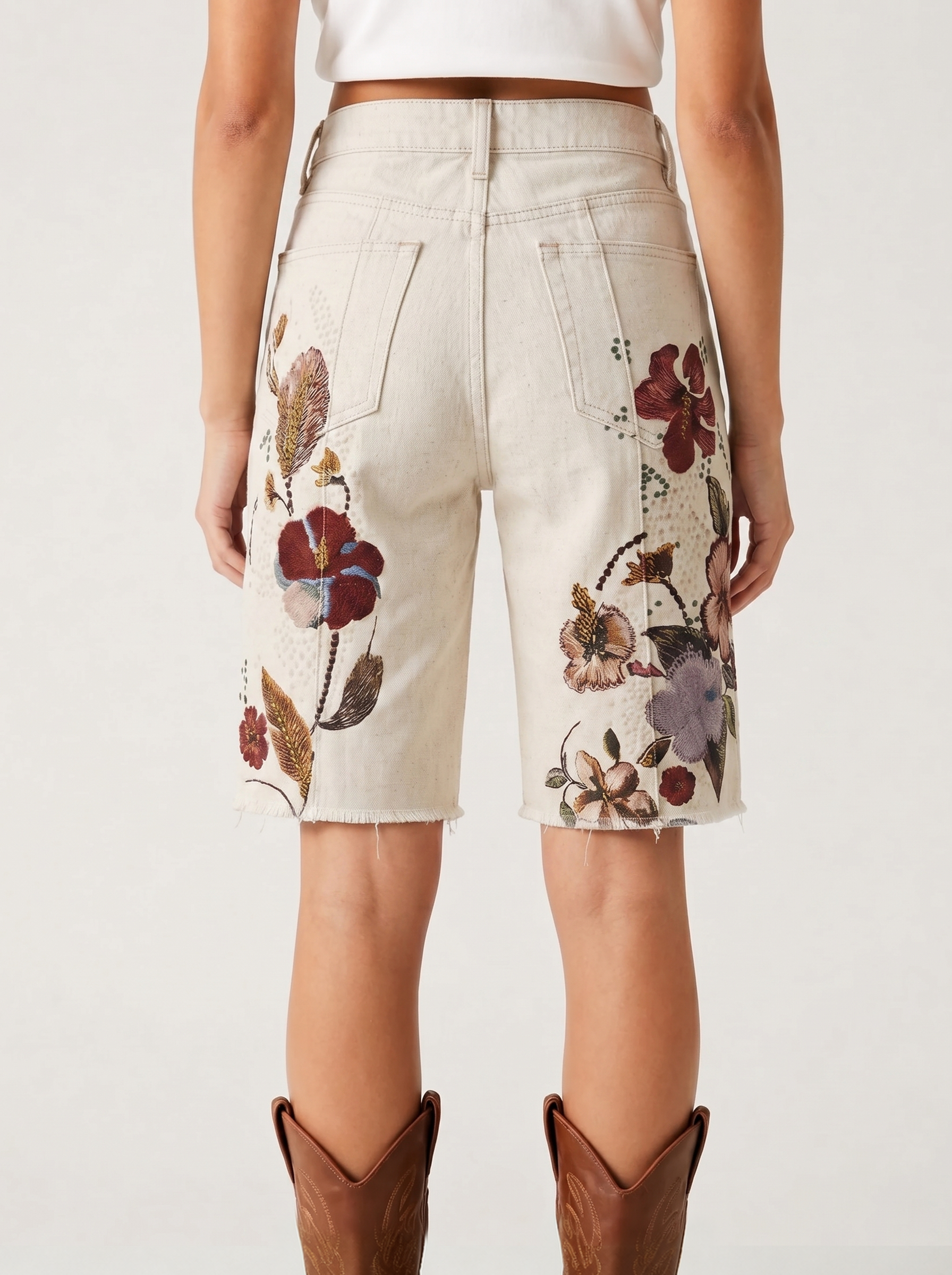 Cream Floral RB-BOT23 – Back View – Riley – Cream