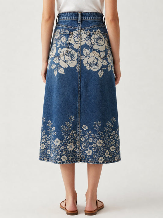 Prairie Rose RB-SKT10 – Back View – Riley – Denim Blue