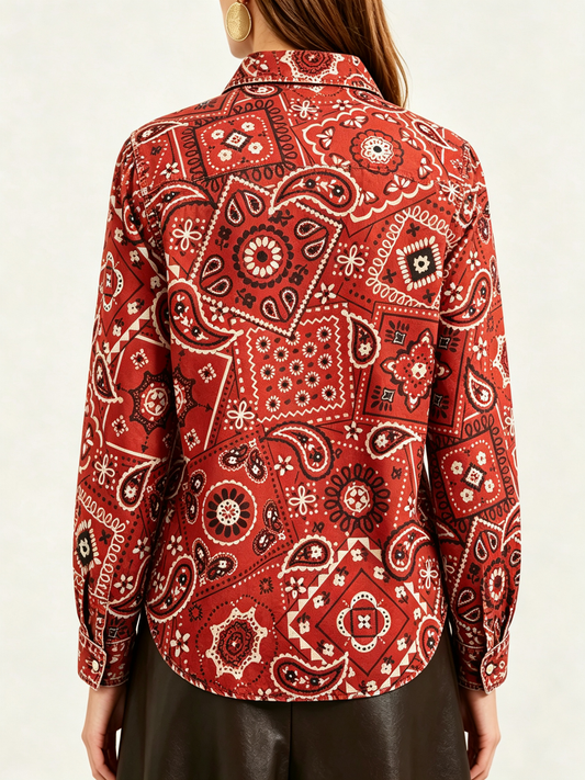 Red Paisley Bloom RB-TOP16 – Back View – Riley – Red