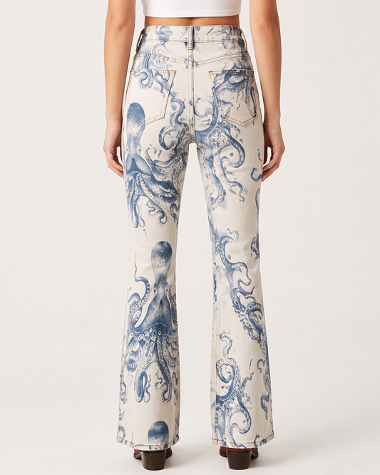 Octopus Outpost Bootcut Jeans – Back View – Riley – blue