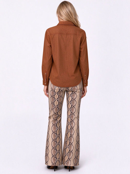 Snakebite Python Scale Flare Jeans