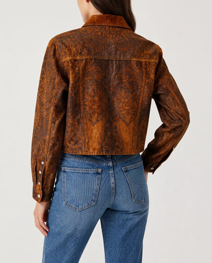 Desert Bloom Brown Floral 2 RB-JKT01 – Back View – Riley – Denim