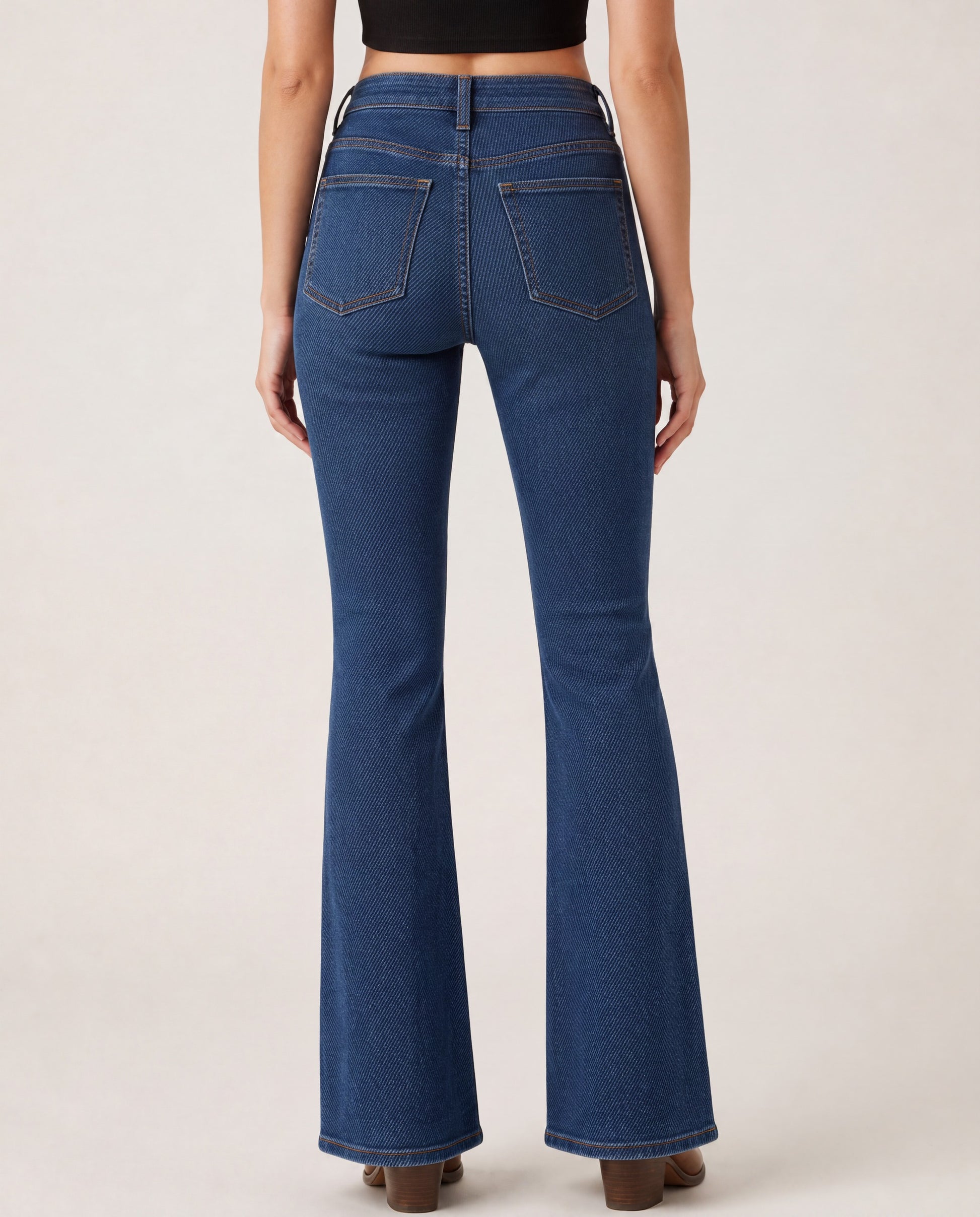 Prairie Bloom Bootcut Jeans – Back View – Riley – Deep Indigo