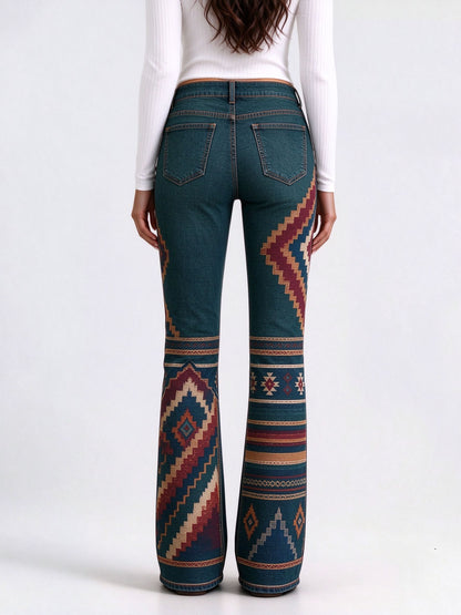 Aztec Canyon Serape Low-Rise Bootcut Jeans