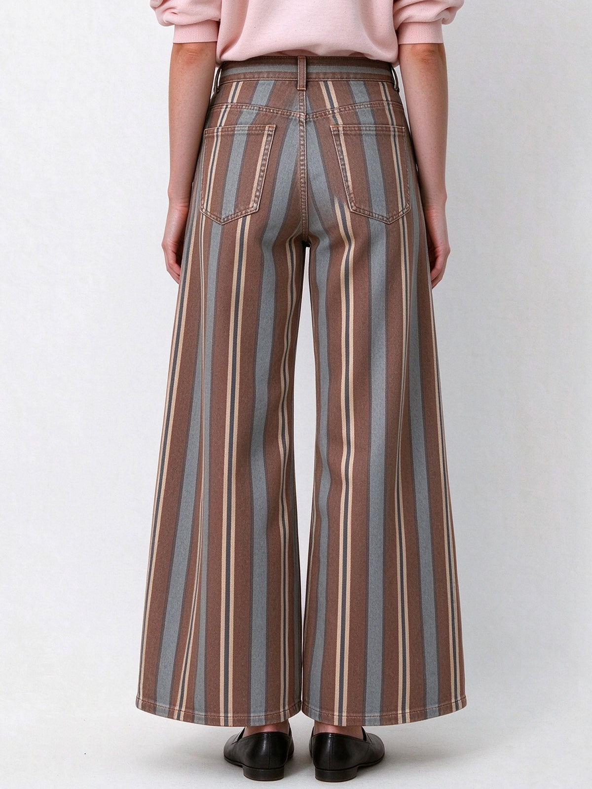 Saddlewood Stripe Wide-Leg Jeans