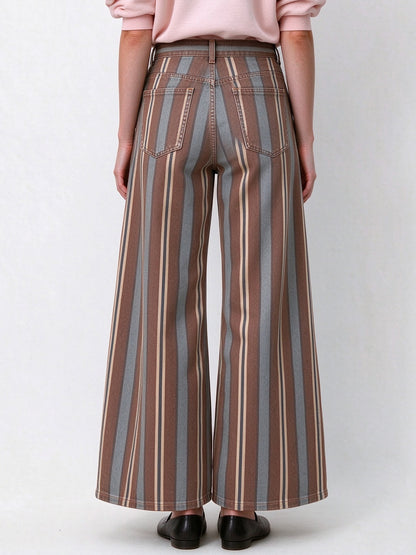 Saddlewood Stripe Wide-Leg Jeans