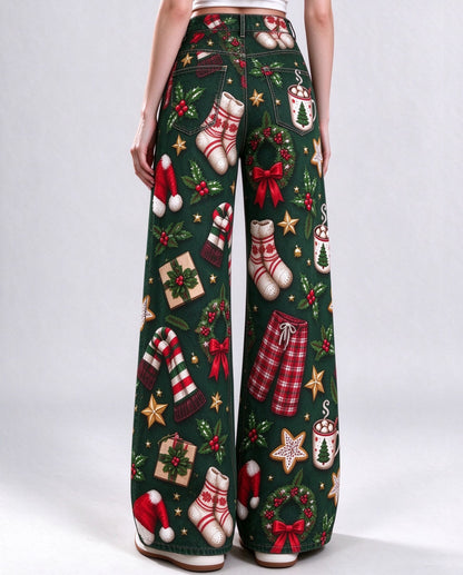 Saloon Stocking Scatter Wide-Leg Jeans