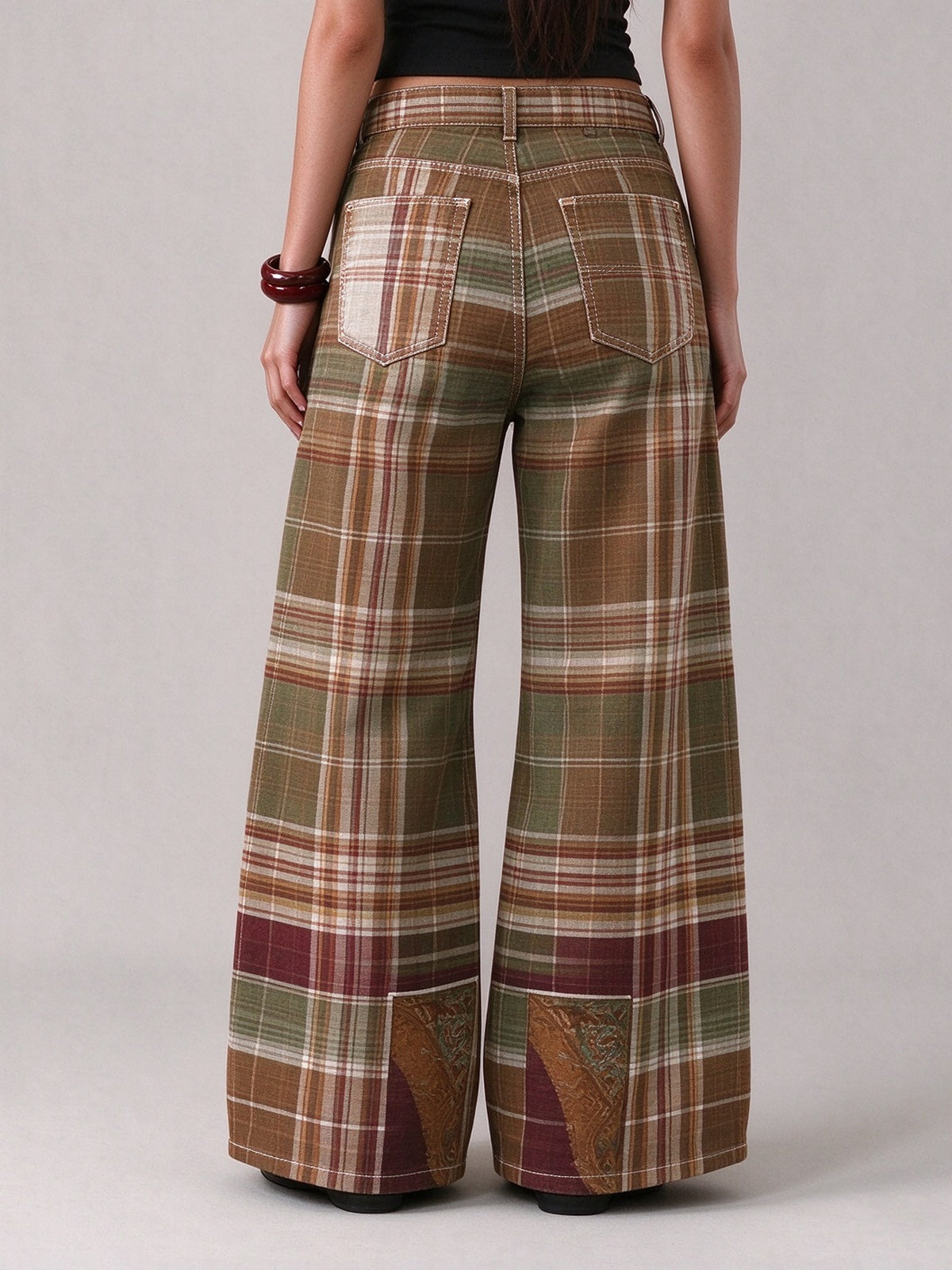 Prairie Patchwork Quilt Wide-Leg Jeans