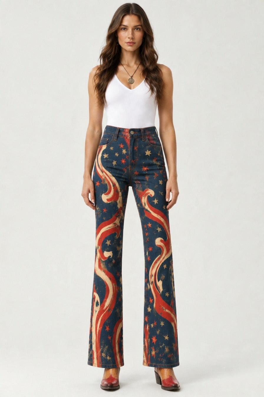 Starlight Rodeo Bootcut Jeans – Back View – Riley – navy blue, red, cream