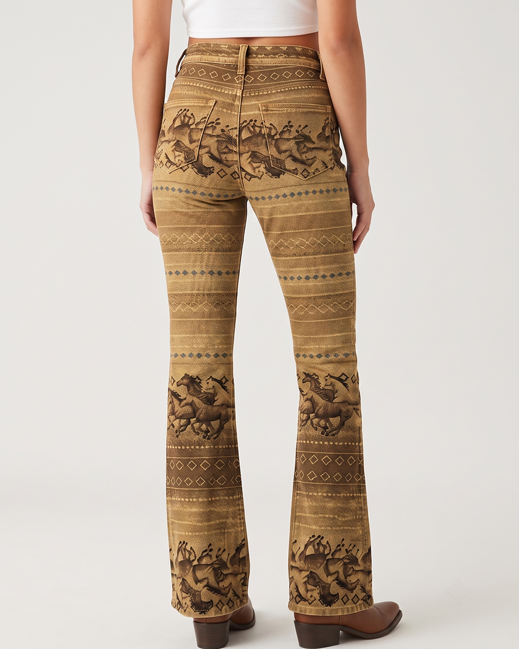 Wild Mustang Bootcut Jeans – Back View – Riley – golden brown