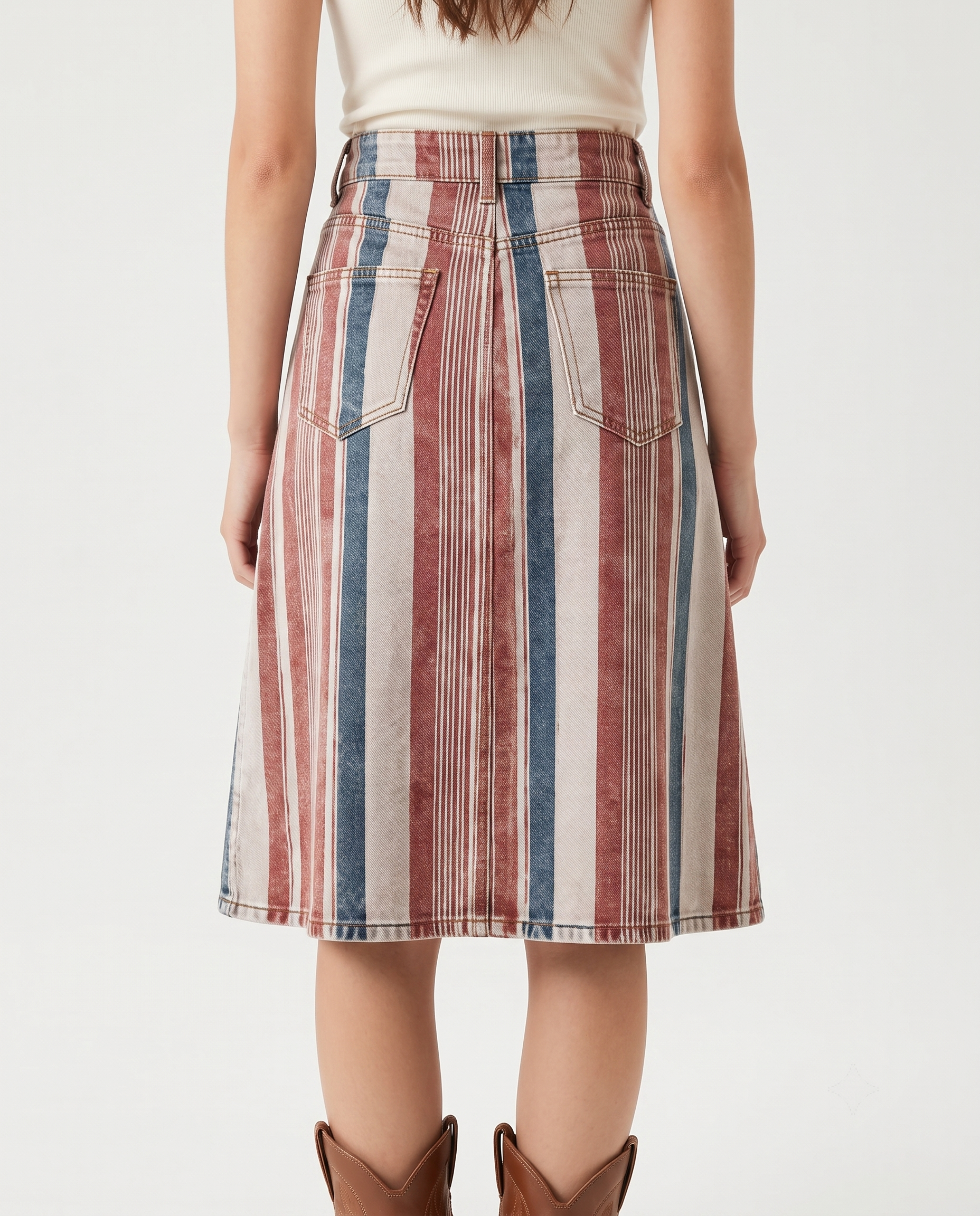 Light Wash Stripes RB-SKT03 – Back View – Jessie – Light Wash