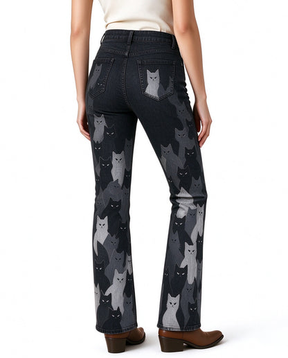 Midnight Ranch Cats Bootcut Jeans