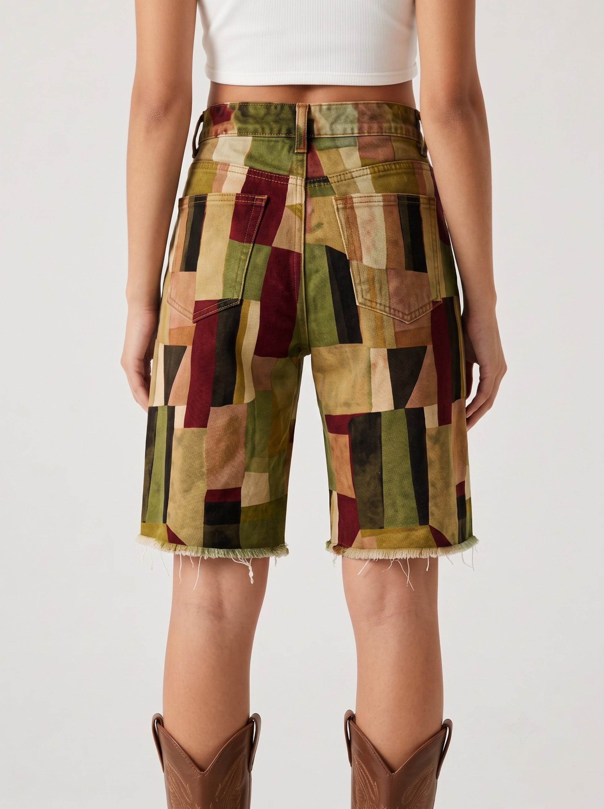 Desert Patchwork RB-BOT08 – Back View – Riley – olive, maroon