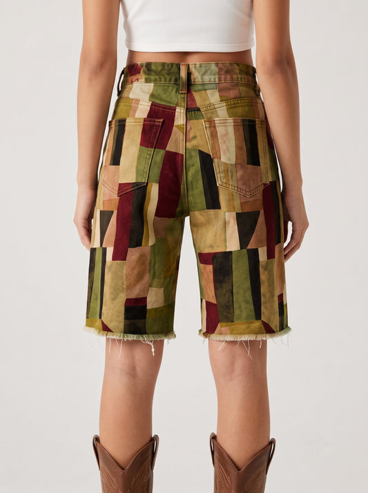 Desert Patchwork RB-BOT08 – Back View – Riley – olive, maroon