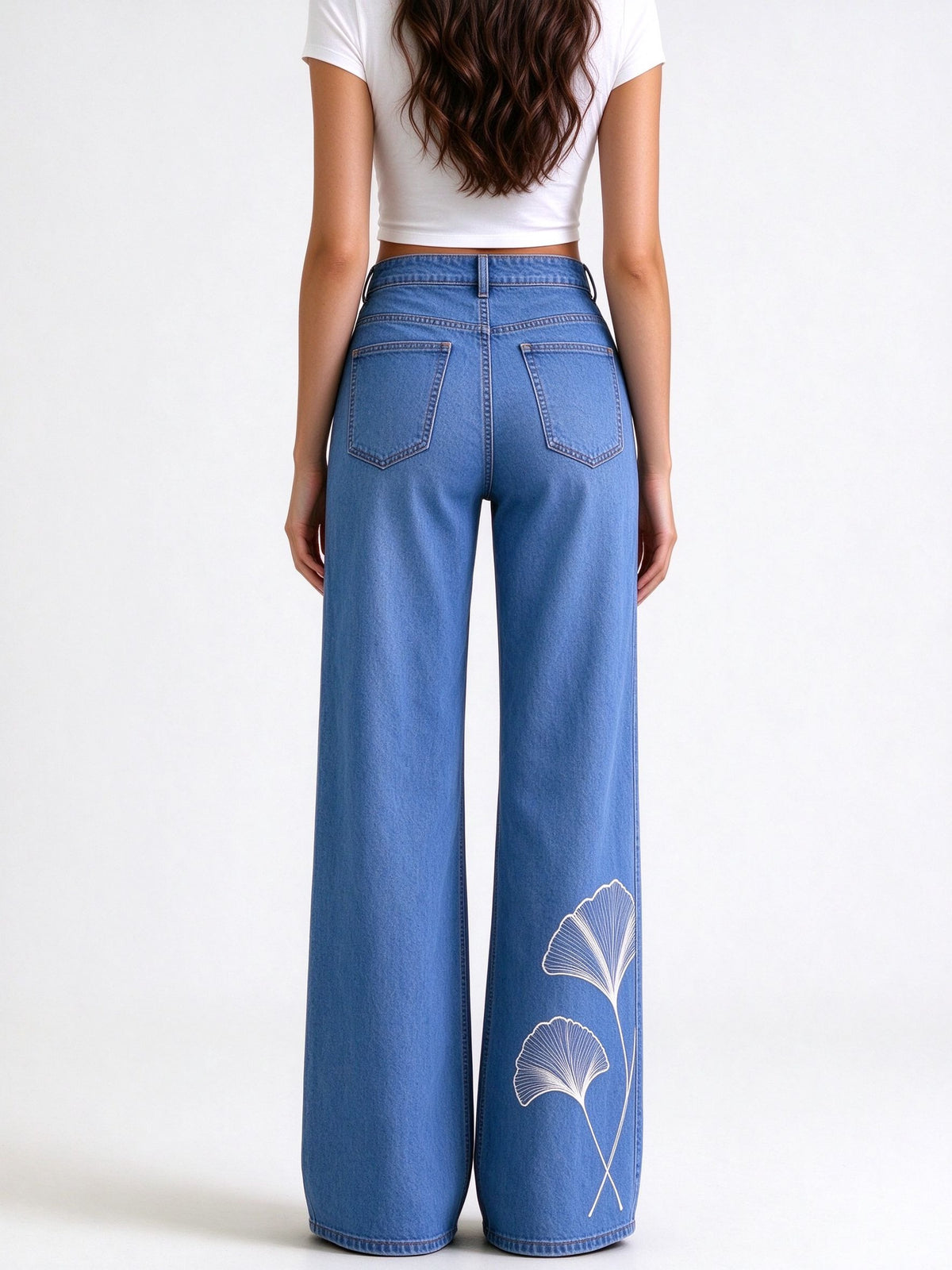 Desert Sage Fans High-Rise Straight-Leg Jeans