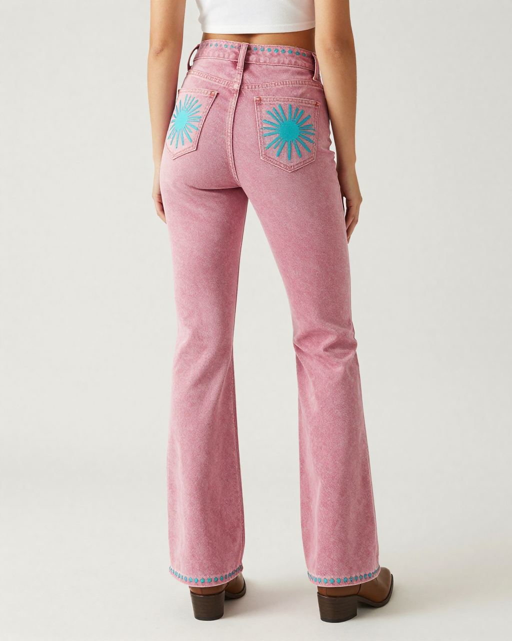 Pink Chandelier Bootcut Jeans – Back View – Riley – Dusty Pink