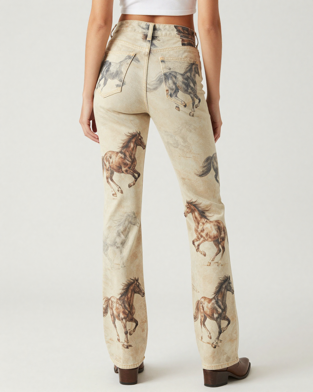 Mustang Stampede Bootcut Jeans – Back View – Riley – Cream / Ivory