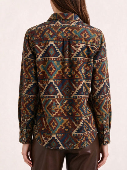 Wild Stripe Rodeo Long Sleeve Denim Shirt