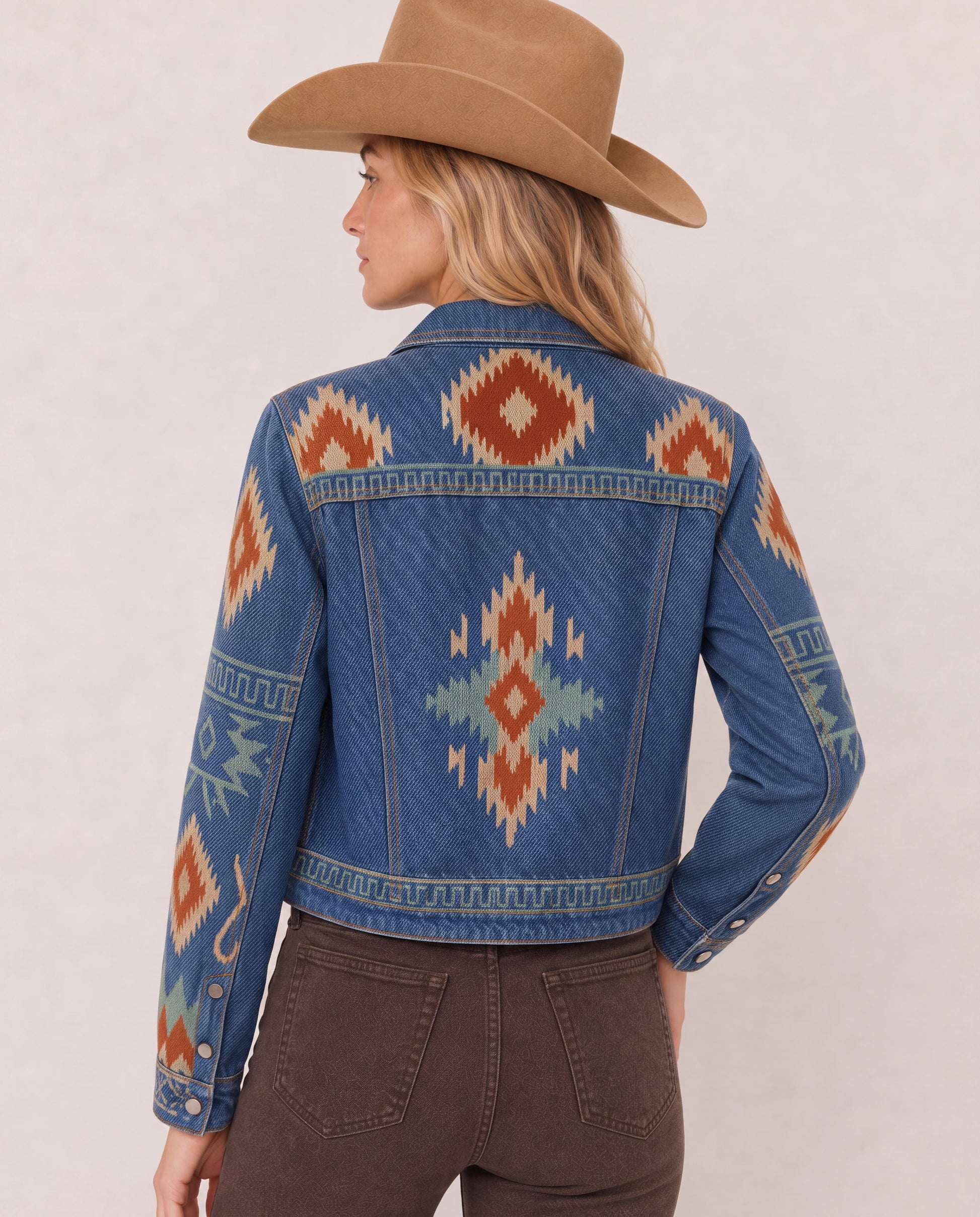 Desert Mirage Blue RB-JKT01 – Back View – Riley – Blue, Terracotta, Cream, Teal
