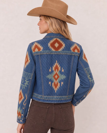 Desert Mirage Blue RB-JKT01 – Back View – Riley – Blue, Terracotta, Cream, Teal