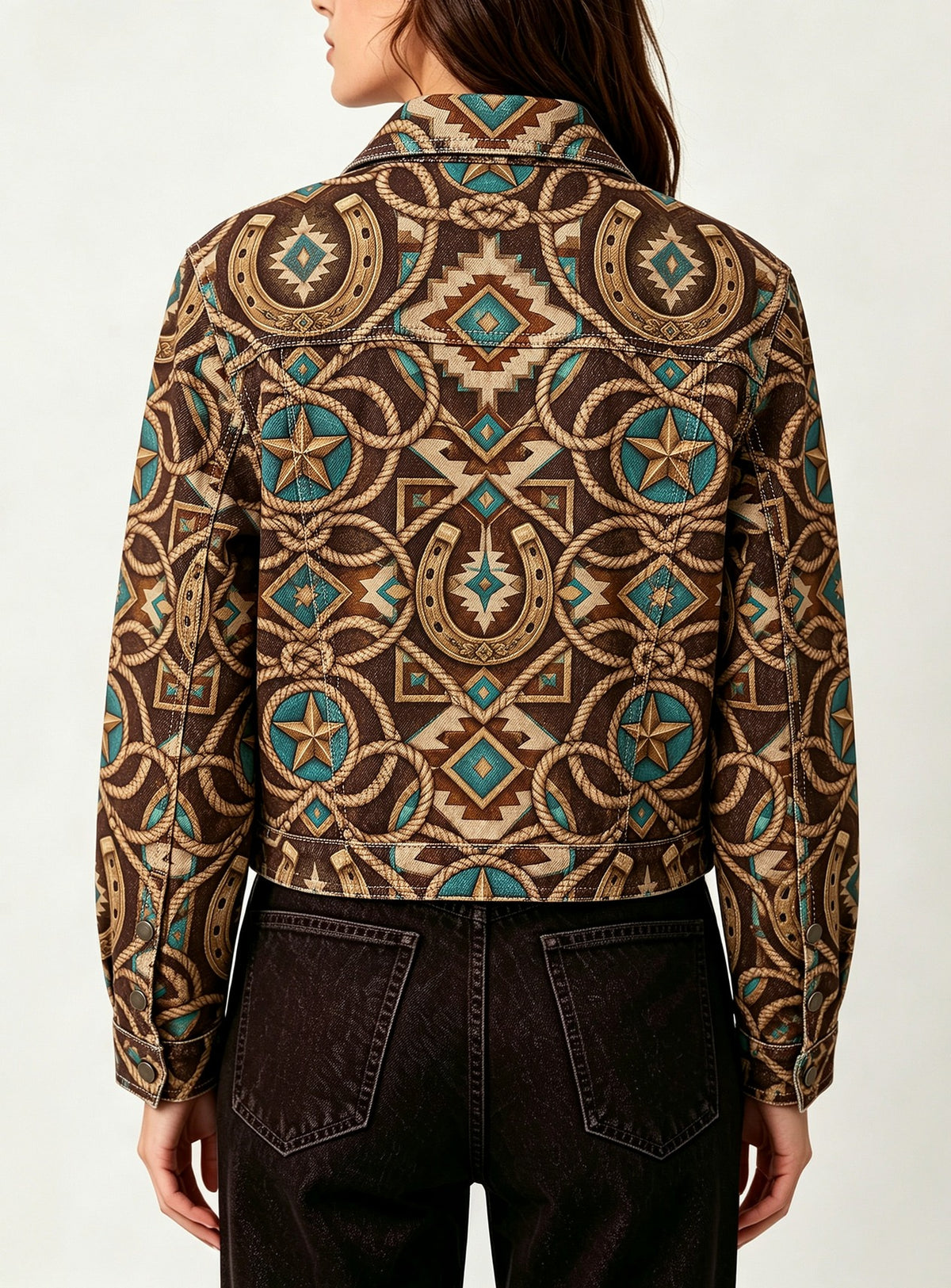 Desert Horseshoe Ranch Cropped Denim Jacket