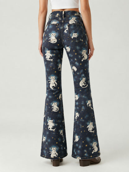 Starry Purr Bootcut Jeans – Back View – Riley – navy blue