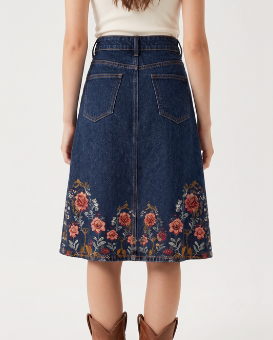 Dark Blue Florals RB-SKT03 – Back View – Jessie – Dark Blue