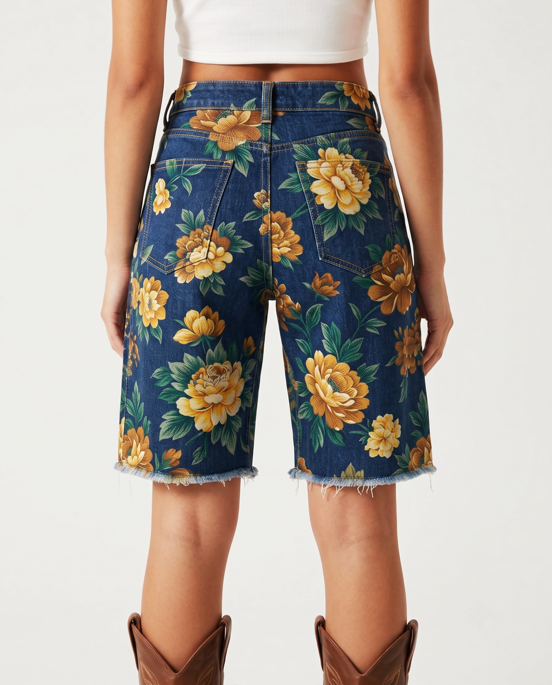 Desert Bloom Dark (floral) RB-BOT08 – Back View – Riley – Dark Indigo