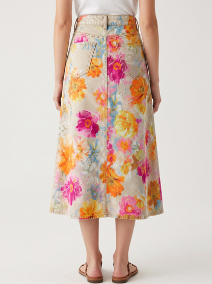 Cactus Bloom Pink RB-SKT10 – Back View – Jessie – pink, orange