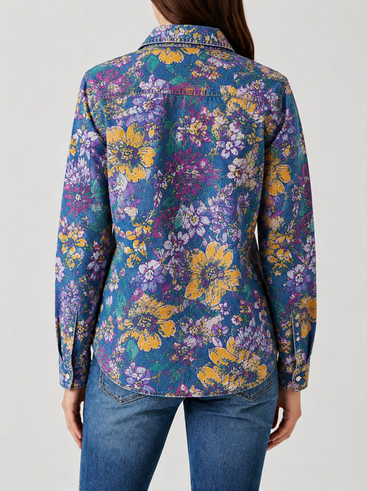 Prairie Bloom Indigo RB-TOP16 – Back View – Riley – Indigo