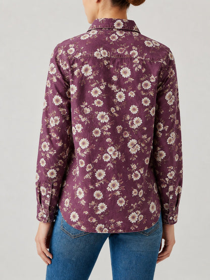 Prairie Bloom Burgundy RB-TOP16 – Back View – Riley – Denim