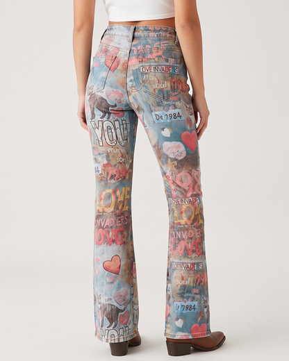 Love Invader Bootcut Jeans – Back View – Riley – blue