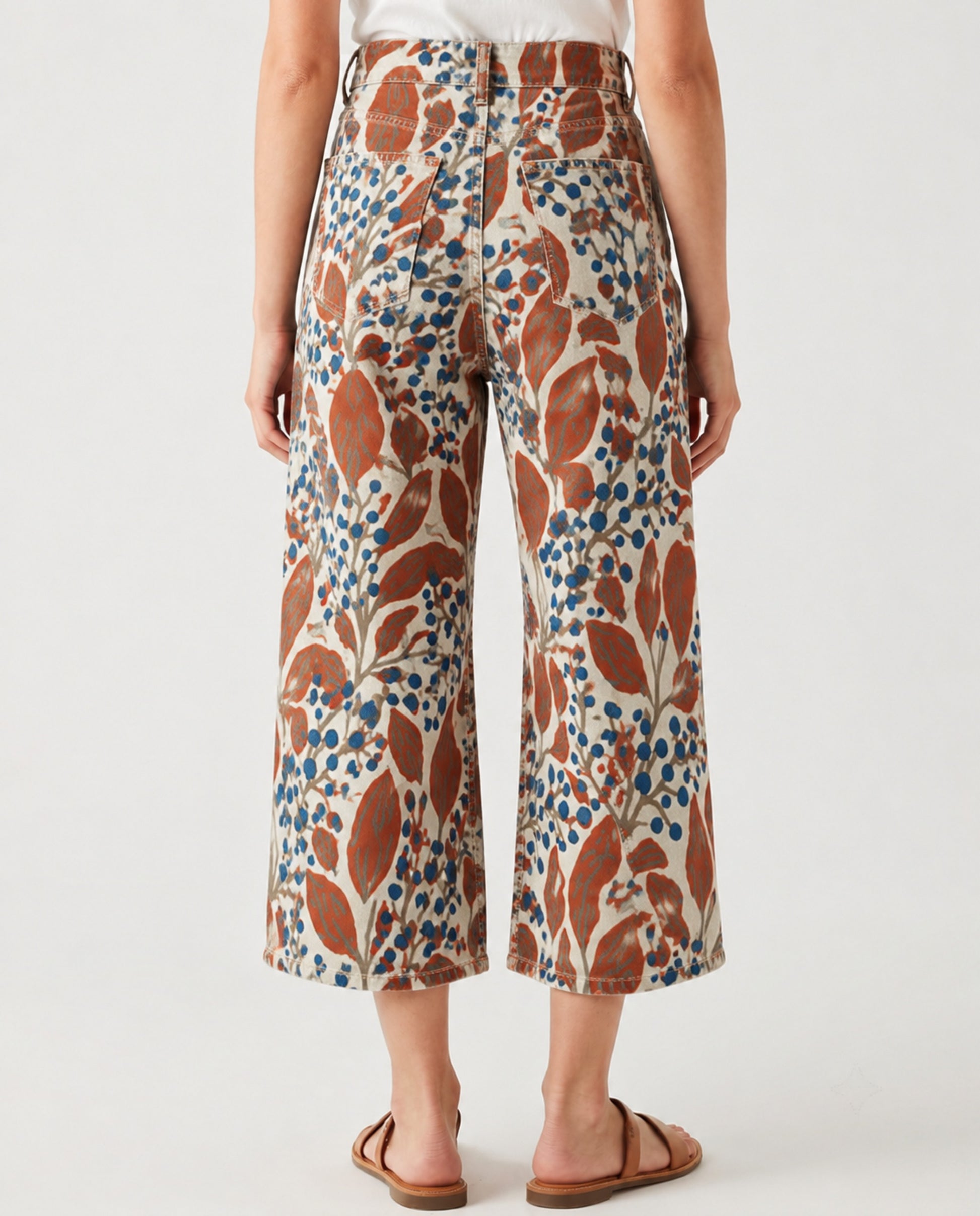 Cactus Bloom Beige Floral RB-BOT24 – Back View – Riley – Beige, Burnt Orange