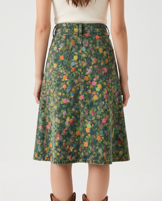 Dark Green Florals RB-SKT03 – Back View – Jessie – Dark Green