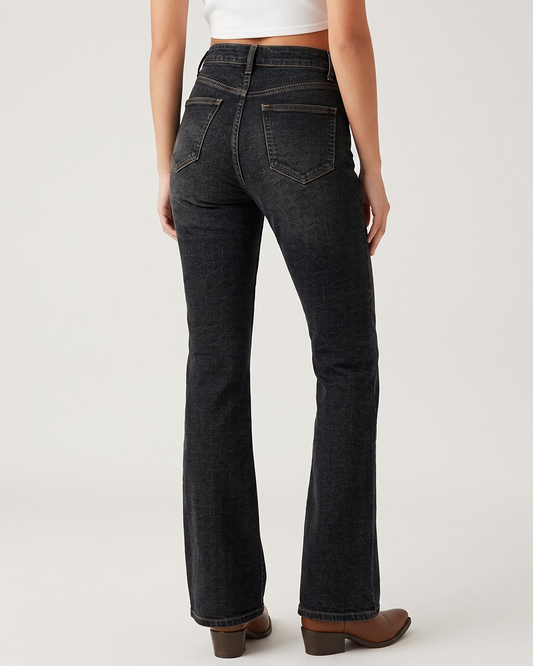 Rustic Rider Bootcut Jeans – Back View – Riley – black