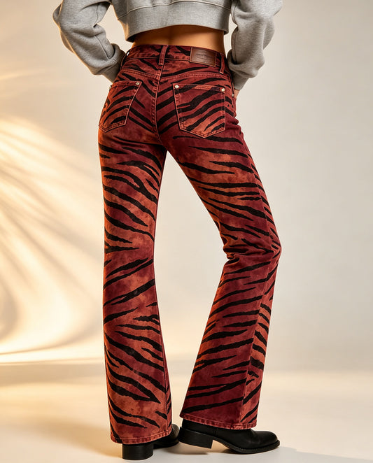Crimson Wildcat Bootcut Jeans – Back View – Riley – burgundy