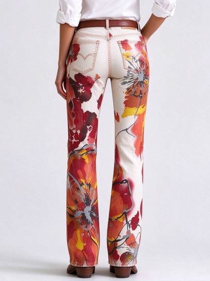 Sunset Poppy Low-Rise Bootcut Jeans