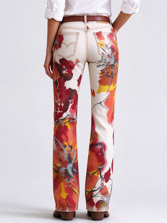 Sunset Poppy Low-Rise Bootcut Jeans