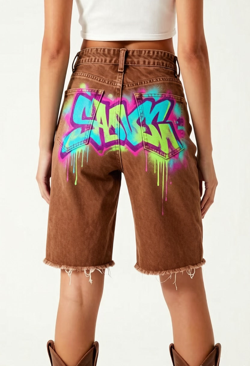 Neon Rodeo Brown RB-BOT08 – Back View – Riley – brown, neon pink