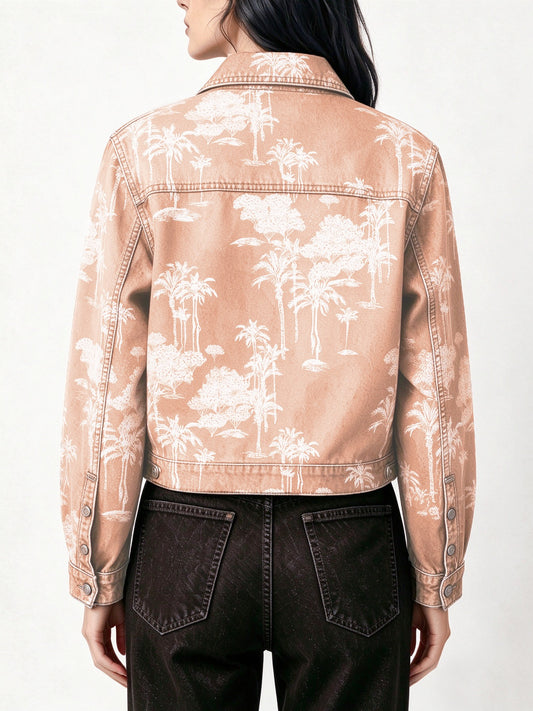 Sunset Palm Cropped Denim Jacket